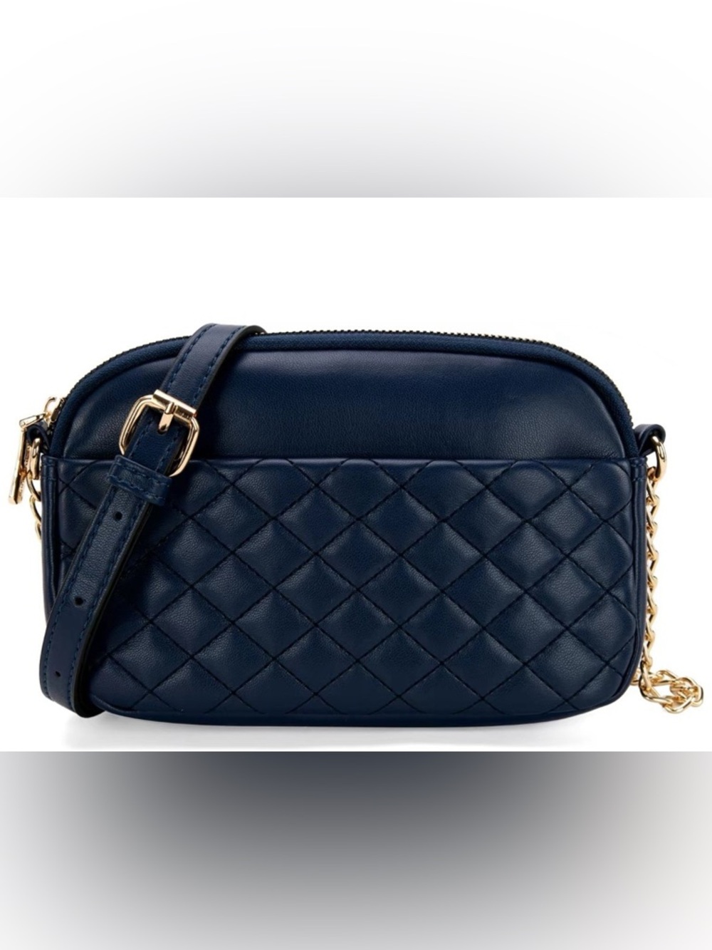Montana West Navy Quilted Crossbody with Gold Chain Accent